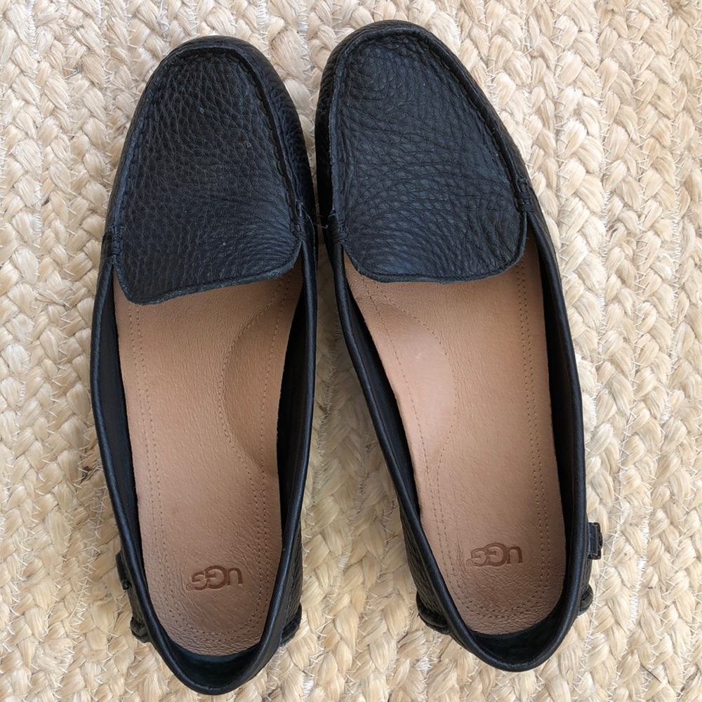Worn once black leather UGG flats
